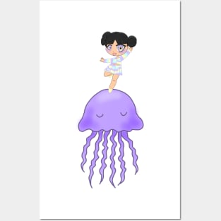 Jellyfish Chibi Girl Posters and Art